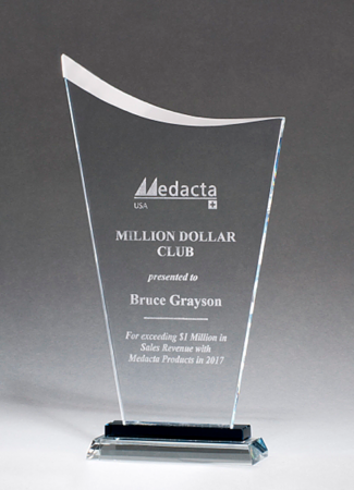 Main Image of Contemporary Clear Glass Award with Pedestal Base